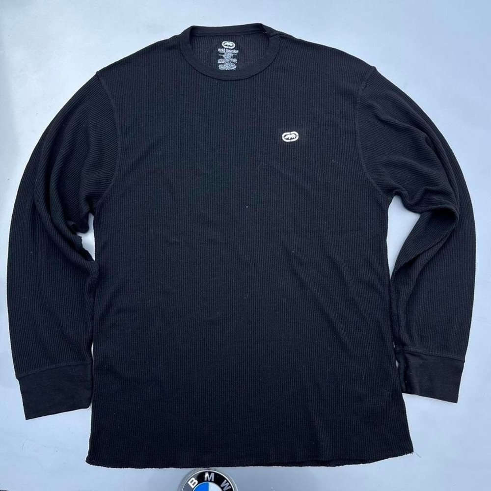 eckounltd Black thermal waffle longsleeve shirt